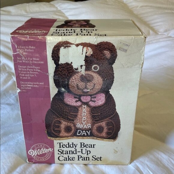 Wilton Vintage Original  Box 1986 Teddy Bear Stand-Up Cake Pan Set - Picture 1 of 10